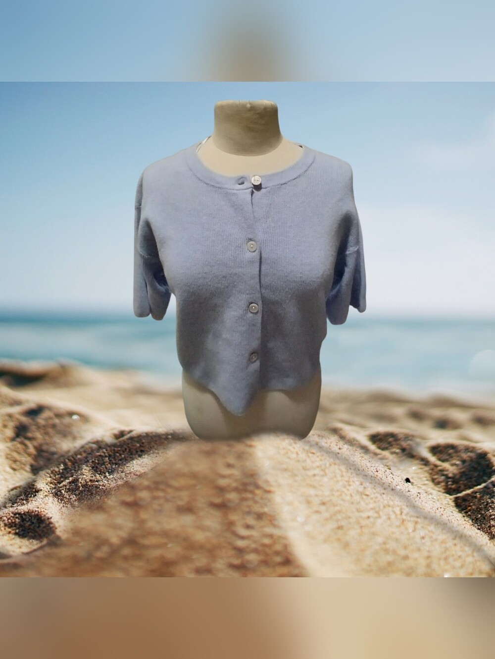 wild fable Light Blue Cropped Button-Front Cardigan